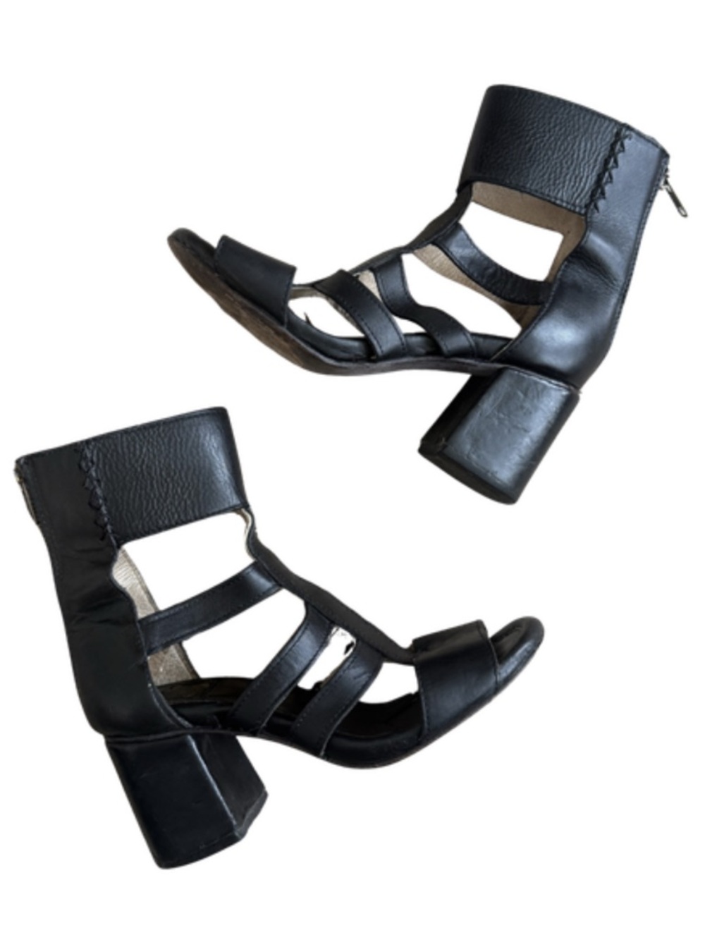 Freebird Raven Sandals - Black Strappy Block Heel Sandals - size 6